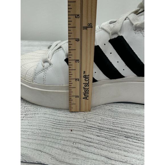 Adidas Womens White Black Leather Superstar Bonega Platform Sneaker Shoes 9.5 - Picture 12 of 12